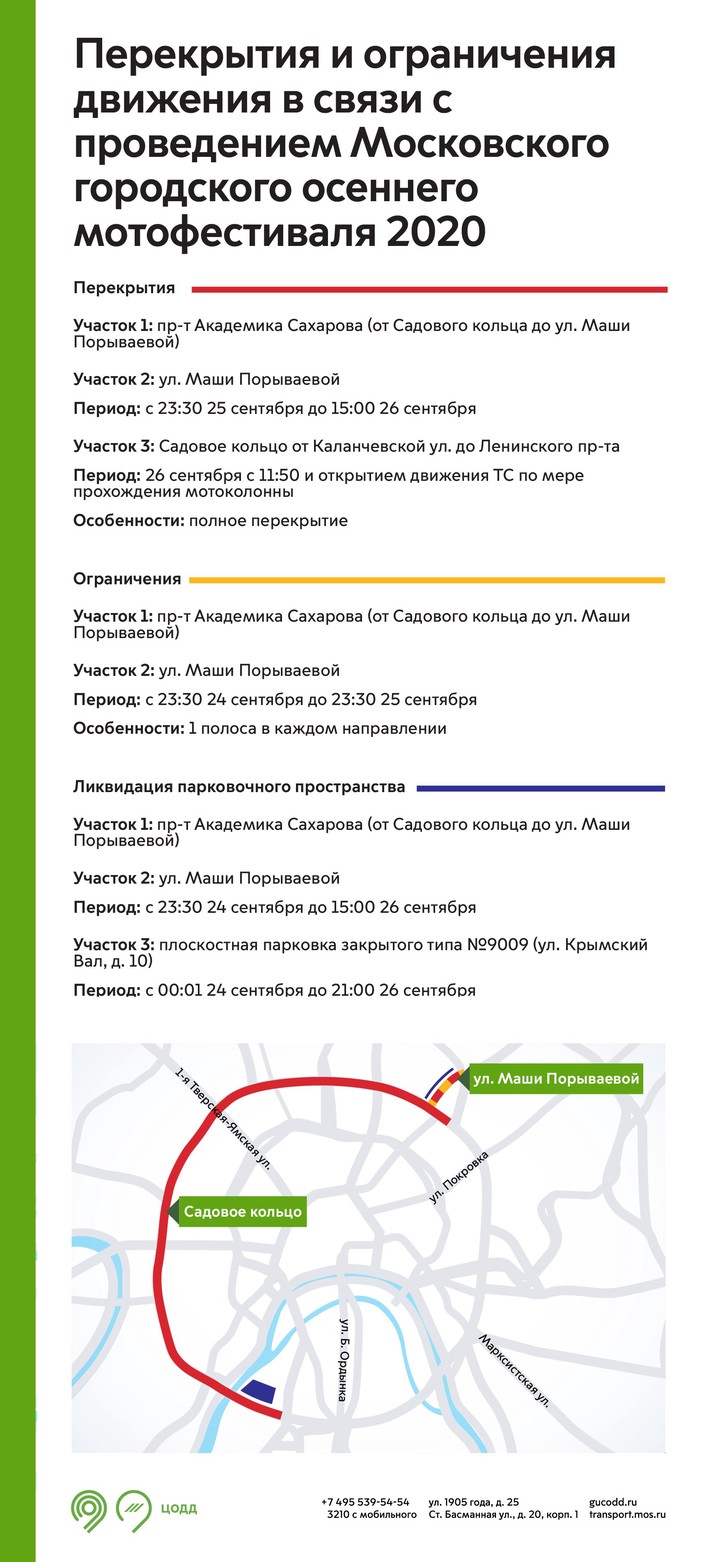 Движение ограничат в центре Москвы в связи с проведением мотопарада
