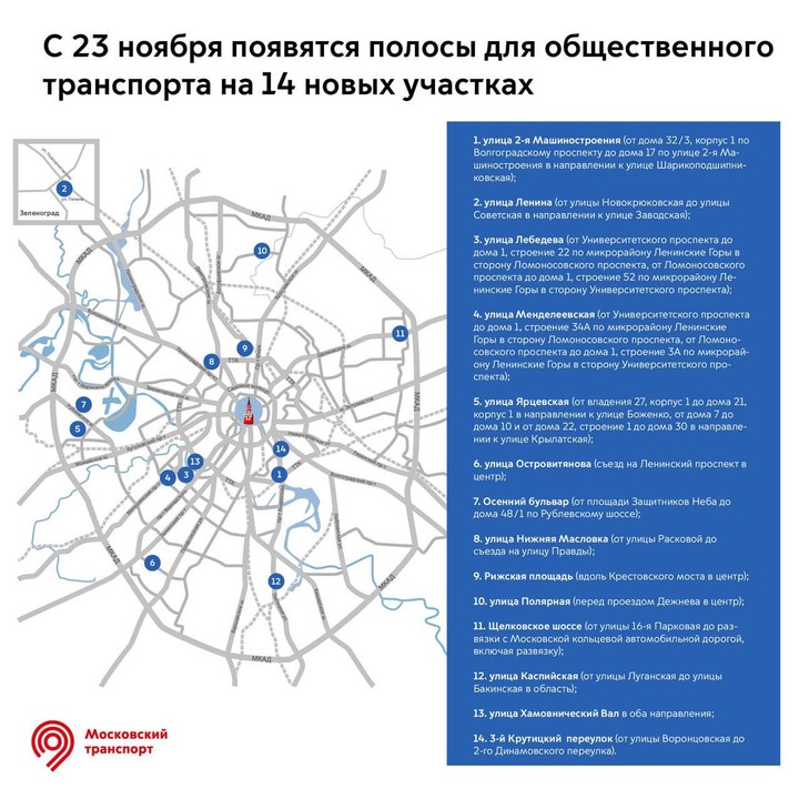 Власти Москвы напомнили о начале работы новых полос для движения общественного транспорта