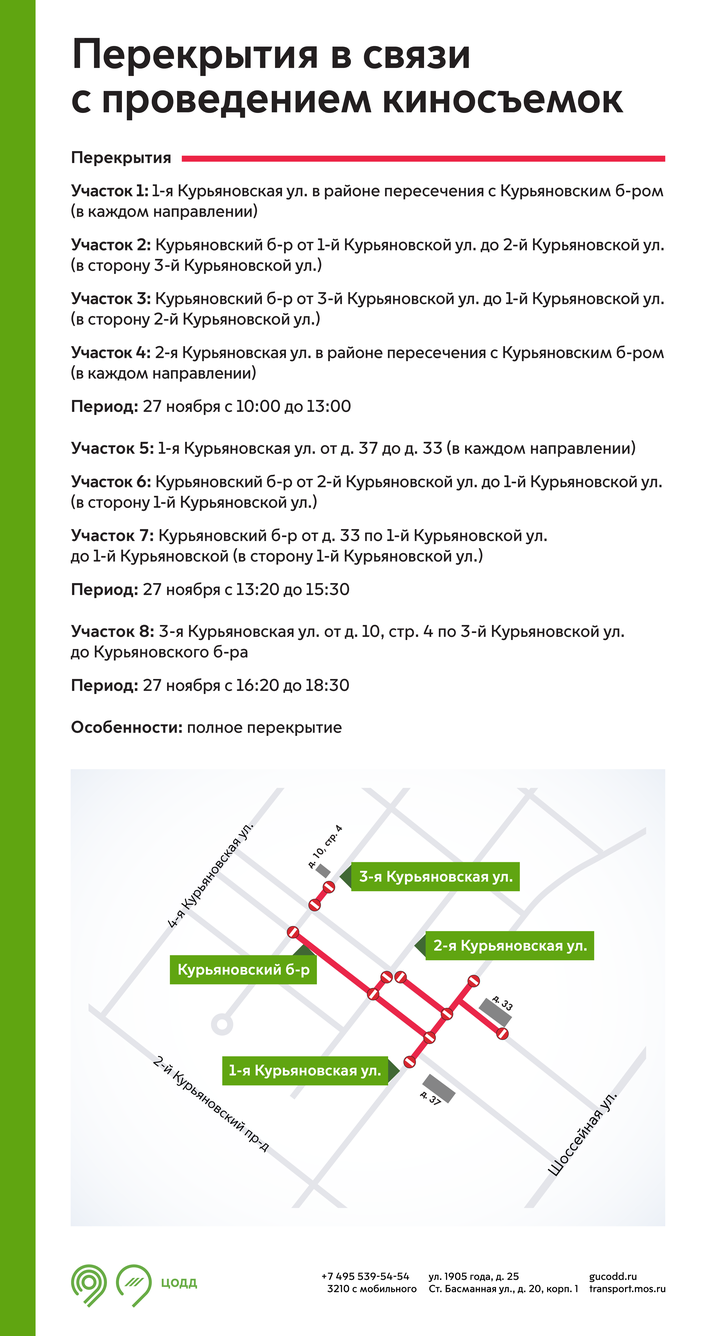 Движение транспорта изменится на юго-востоке Москвы из-за проведения съемок