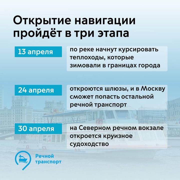 Сезон речной навигации стартовал в Москве